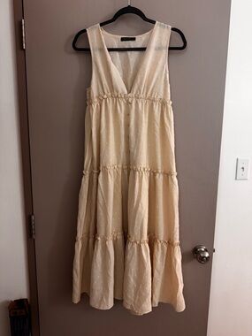 Light Cream Tiered Maxi Dress (Lace sundress, maternity dress)
